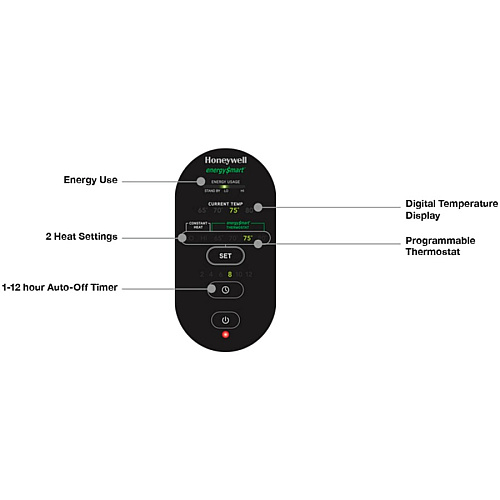 Honeywell EnergySmart Electric Heater Electric - Timer - Portable - Black (HZ789)