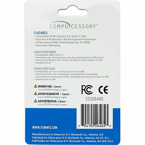 Compucessory Password Protected USB Flash Drives 4 GB - USB 2.0 - 12 MB/s Read Speed - 5 MB/s Write Speed - Aluminum - 1 Year Warranty - 1 Each (26465)