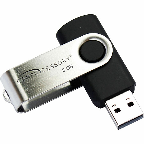 Compucessory Password Protected USB Flash Drives 8 GB - USB 2.0 - 12 MB/s Read Speed - 5 MB/s Write Speed - Aluminum - 1 Year Warranty - 1 Each (26466)