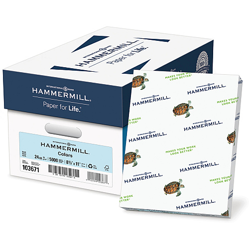 Hammermill Colors Recycled Copy Paper - Blue Letter - 8 1/2" x 11" - 24 lb Basis Weight - Smooth - Sustainable Forestry Initiative (SFI) - Jam-free, Acid-free - Blue - 500 / Ream (103671)