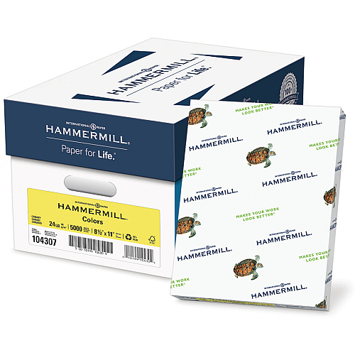 Hammermill Colors Recycled Copy Paper - Canary 96 Brightness - Letter - 8 1/2" x 11" - 24 lb Basis Weight - Smooth - Sustainable Forestry Initiative (SFI) - Jam-free, Acid-free - Canary - 500 / Ream (104307)