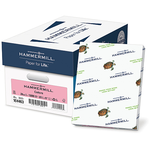 Hammermill Colors Recycled Copy Paper - Pink Letter - 8 1/2" x 11" - 24 lb Basis Weight - Smooth - Sustainable Forestry Initiative (SFI) - Jam-free, Acid-free - Pink - 500 / Ream (104463)