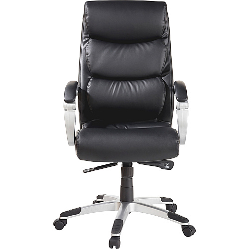 Lorell Executive High-back Chair with Flexing Arms Powder Coated Frame Color - 5-star Base - Black, Silver - Bonded Leather - 1 Each (LLR60620)