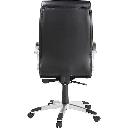 Lorell Executive High-back Chair with Flexing Arms Powder Coated Frame Color - 5-star Base - Black, Silver - Bonded Leather - 1 Each (LLR60620)