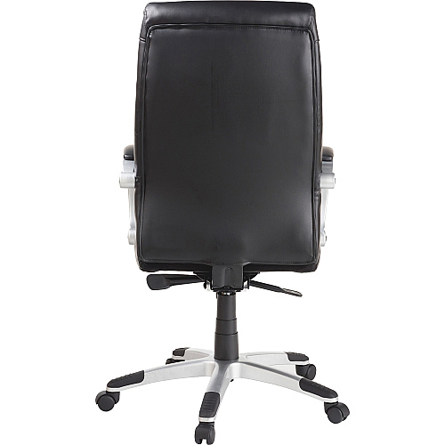 Lorell Executive High-back Chair with Flexing Arms Powder Coated Frame Color - 5-star Base - Black, Silver - Bonded Leather - 1 Each (LLR60620)