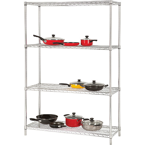 Lorell Industrial Wire Starter Shelving Unit 36" Width x 18" Depth - Steel - Chrome - 1 Each (LLR84187)
