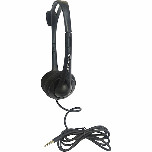 Compucessory Lightweight Stereo Headphones with Mic Stereo - Mini-phone (3.5mm) - Wired - 32 Ohm - 20 Hz to 20 kHz - Over-the-head - Binaural - Semi-open - 5.92 ft Cable - Black (15154)