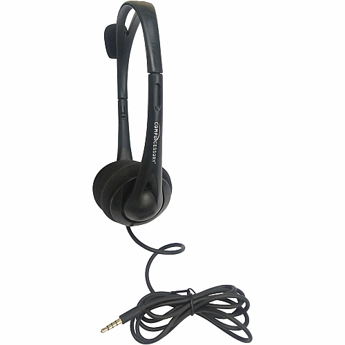 Compucessory Lightweight Stereo Headphones with Mic Stereo - Mini-phone (3.5mm) - Wired - 32 Ohm - 20 Hz to 20 kHz - Over-the-head - Binaural - Semi-open - 5.92 ft Cable - Black (15154)