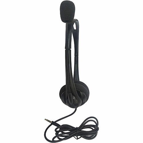 Compucessory Lightweight Stereo Headphones with Mic Stereo - Mini-phone (3.5mm) - Wired - 32 Ohm - 20 Hz to 20 kHz - Over-the-head - Binaural - Semi-open - 5.92 ft Cable - Black (15154)