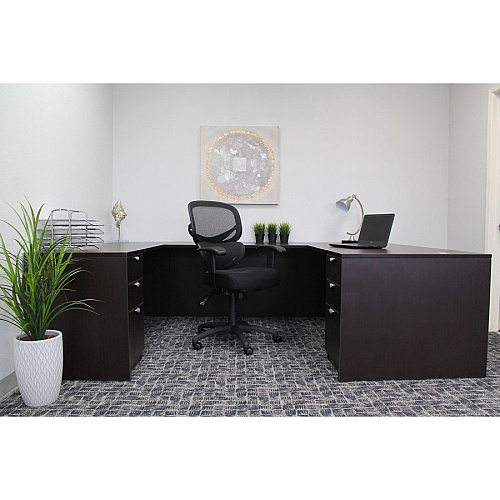Lorell Mesh-Back Executive Chair Black Fabric Seat - Black Mesh Back - 5-star Base - Black, Silver - Fabric - 1 Each (LLR60622)