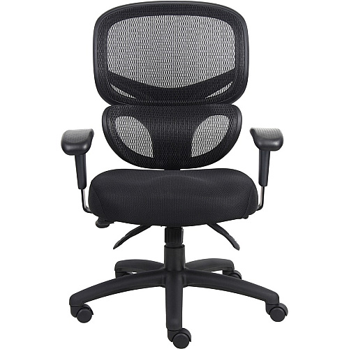 Lorell Mesh-Back Executive Chair Black Fabric Seat - Black Mesh Back - 5-star Base - Black, Silver - Fabric - 1 Each (LLR60622)