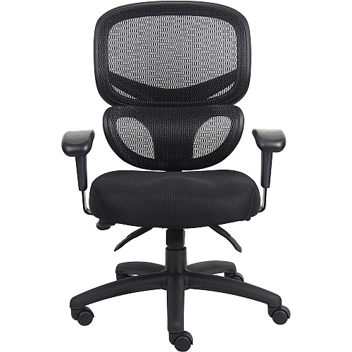 Lorell Mesh-Back Executive Chair Black Fabric Seat - Black Mesh Back - 5-star Base - Black, Silver - Fabric - 1 Each (LLR60622)