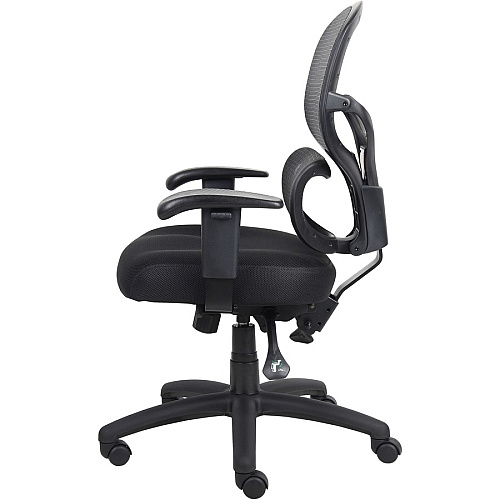 Lorell Mesh-Back Executive Chair Black Fabric Seat - Black Mesh Back - 5-star Base - Black, Silver - Fabric - 1 Each (LLR60622)