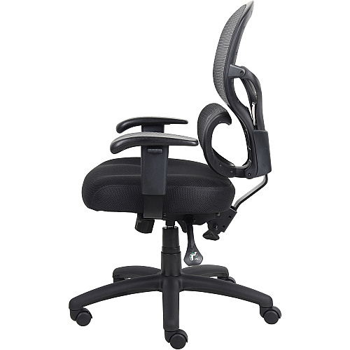Lorell Mesh-Back Executive Chair Black Fabric Seat - Black Mesh Back - 5-star Base - Black, Silver - Fabric - 1 Each (LLR60622)