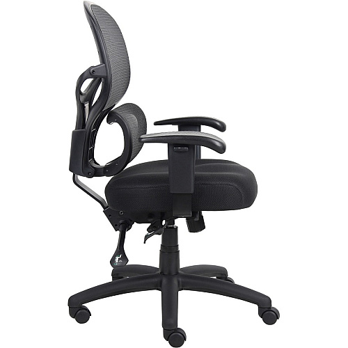 Lorell Mesh-Back Executive Chair Black Fabric Seat - Black Mesh Back - 5-star Base - Black, Silver - Fabric - 1 Each (LLR60622)
