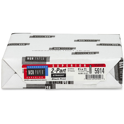 NCR Paper Superior 2-part Straight Carbonless Paper - White 92 Brightness - Letter - 8 1/2" x 11" - 20.50 lb Basis Weight - Carbonless - White, Canary - 2/Set - 250 / Pack (5914)