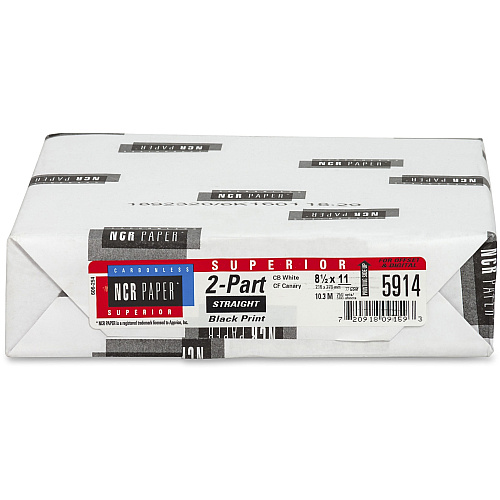 NCR Paper Superior 2-part Straight Carbonless Paper - White 92 Brightness - Letter - 8 1/2" x 11" - 20.50 lb Basis Weight - Carbonless - White, Canary - 2/Set - 250 / Pack (5914)