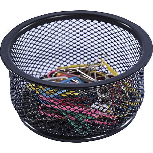 Lorell Mesh Wire Pencil Cup Holder 3.8" Height x 2.1" Width - Steel - Black - 1 Each (LLR84150)