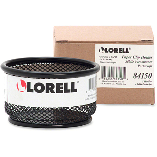 Lorell Mesh Wire Pencil Cup Holder 3.8" Height x 2.1" Width - Steel - Black - 1 Each (LLR84150)