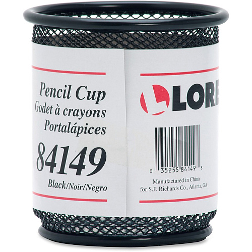 Lorell Mesh Wire Pencil Cup Holder 3.5" Height x 3.9" Width - Steel - Black - 1 Each (LLR84149)