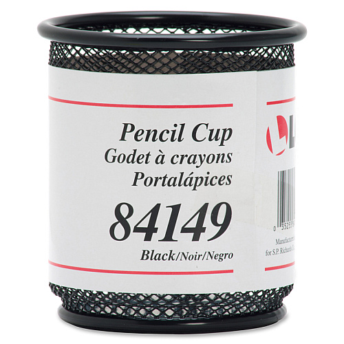 Lorell Mesh Wire Pencil Cup Holder 3.5" Height x 3.9" Width - Steel - Black - 1 Each (LLR84149)