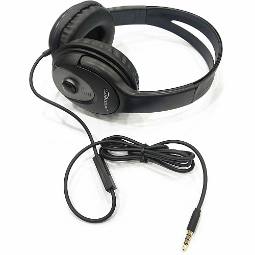 Compucessory Stereo Headset with Built-in Microphone Stereo - Mini-phone (3.5mm) - Wired - 32 Ohm - 20 Hz to 20 kHz - Over-the-head - Binaural - Circumaural - 3.93 ft Cable - Black - 1 Each (15153)
