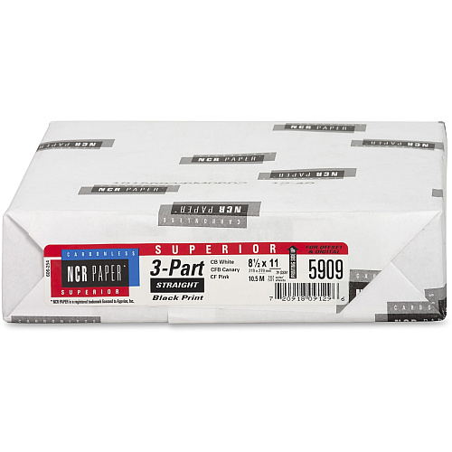 NCR Paper Superior 3-part Straight Carbonless Paper - White 92 Brightness - Letter - 8 1/2" x 11" - Heavyweight - White, Canary, Pink - 500 / Pack (5909)