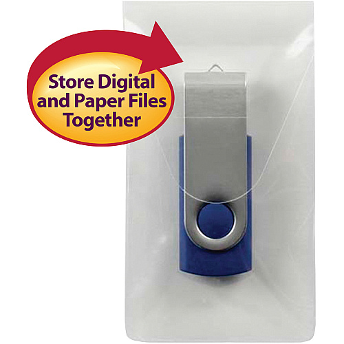 Smead Self-Adhesive USB Flash Drive Pocket Poly - Clear (68150)