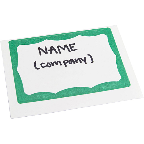 SICURIX Self-adhesive Visitor Badge 3 1/2" Width x 2 1/4" Length - Inkjet, Laser - White - Green Border - Self-adhesive, Removable, Easy Peel - 2 / Sheet - 100 / Box (67646)