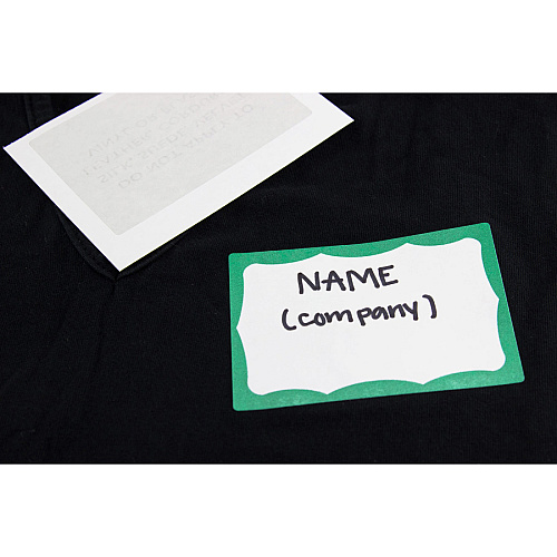 SICURIX Self-adhesive Visitor Badge 3 1/2" Width x 2 1/4" Length - Inkjet, Laser - White - Green Border - Self-adhesive, Removable, Easy Peel - 2 / Sheet - 100 / Box (67646)