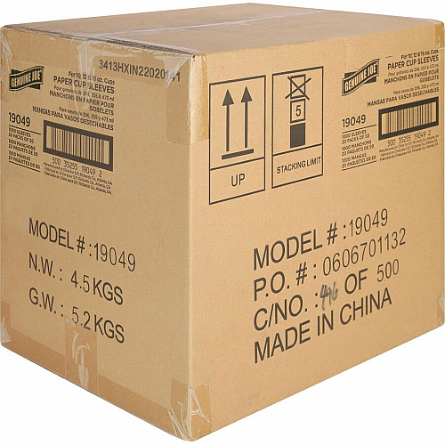 Genuine Joe Protective Corrugated Cup Sleeves Brown - 50/Pack - 20 / Carton (GJO19049CT)