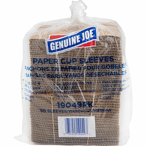 Genuine Joe Protective Corrugated Cup Sleeves Brown - 50/Pack - 20 / Carton (GJO19049CT)