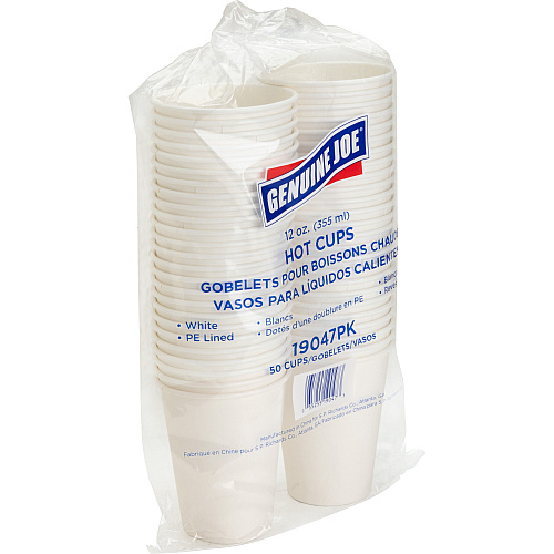 Genuine Joe 12 oz Disposable Hot Cups 12 fl oz - White - Polyurethane - Hot Drink, Beverage - 50/Pack - 20 / Carton (GJO19047CT)