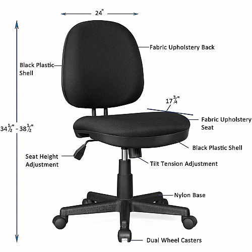 Lorell Contoured Back Tilt Task Chair Black - Plastic - 1 Each (84870)