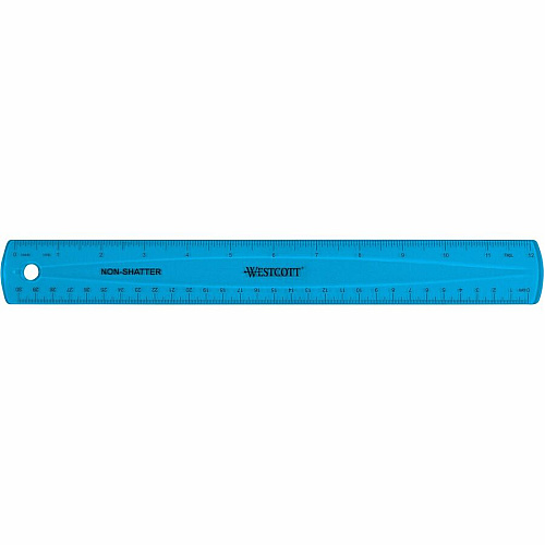 Westcott Shatterproof Ruler 11.8" Length - 1/16 Graduations - Metric Measuring System - Translucent Assorted - 1 Each (14381)