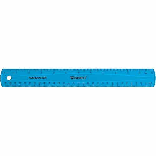 Westcott Shatterproof Ruler 11.8" Length - 1/16 Graduations - Metric Measuring System - Translucent Assorted - 1 Each (14381)