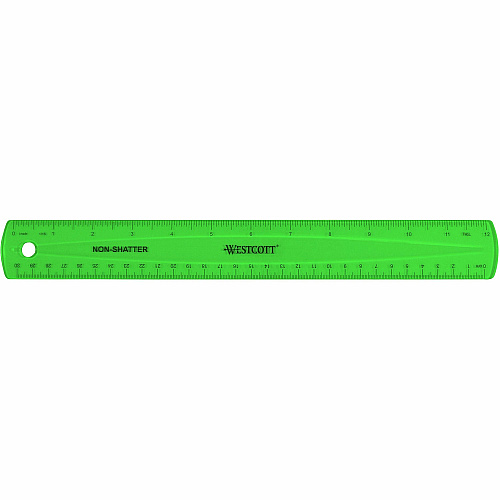 Westcott Shatterproof Ruler 11.8" Length - 1/16 Graduations - Metric Measuring System - Translucent Assorted - 1 Each (14381)