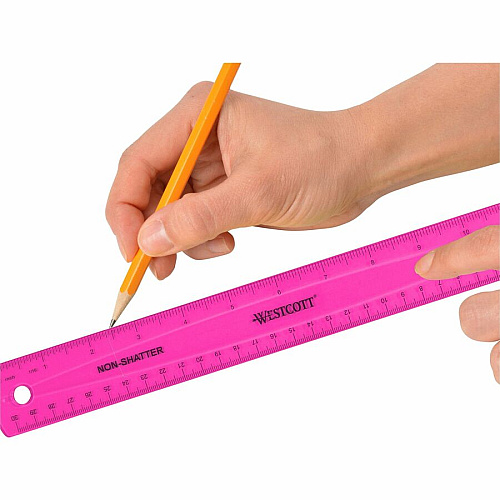 Westcott Shatterproof Ruler 11.8" Length - 1/16 Graduations - Metric Measuring System - Translucent Assorted - 1 Each (14381)