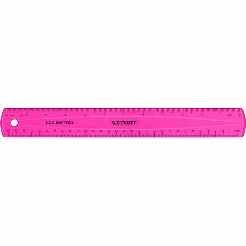 Westcott Shatterproof Ruler 11.8" Length - 1/16 Graduations - Metric Measuring System - Translucent Assorted - 1 Each (14381)