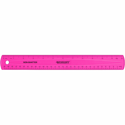 Westcott Shatterproof Ruler 11.8" Length - 1/16 Graduations - Metric Measuring System - Translucent Assorted - 1 Each (14381)