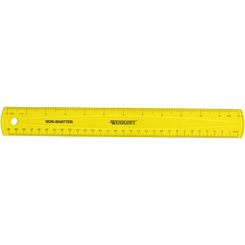 Westcott Shatterproof Ruler 11.8" Length - 1/16 Graduations - Metric Measuring System - Translucent Assorted - 1 Each (14381)