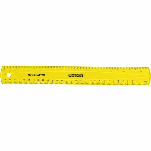 Westcott Shatterproof Ruler 11.8" Length - 1/16 Graduations - Metric Measuring System - Translucent Assorted - 1 Each (14381)