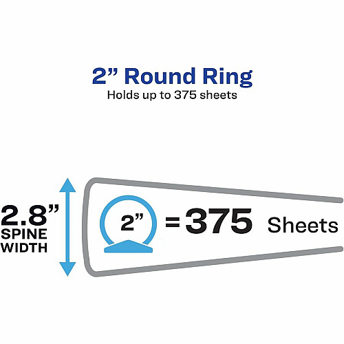 Avery&reg; Economy Binder 2" Binder Capacity - Letter - 8 1/2" x 11" Sheet Size - 375 Sheet Capacity - 3 x 2" Ring(s) - Fastener(s): Round Ring - Pocket(s): 2, Internal - Polypropylene - Black, Pacific Blue - Recycled - Pocket, Lightweight, PVC-fr (11780)