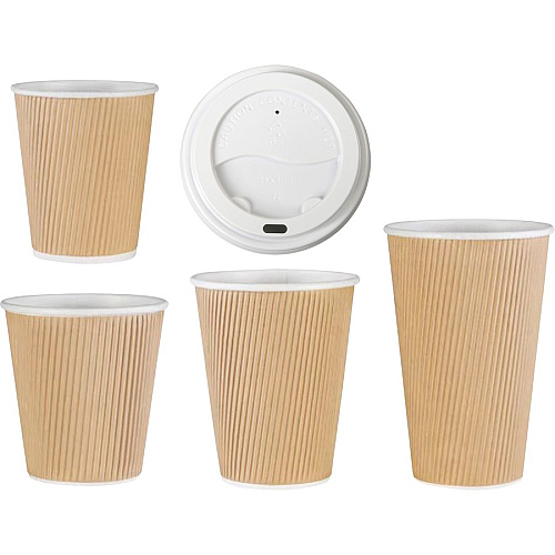 Genuine Joe 10 oz Rippled Hot Cups 10 fl oz - Brown - Beverage, Hot Drink - 25 / Pack (GJO11256)