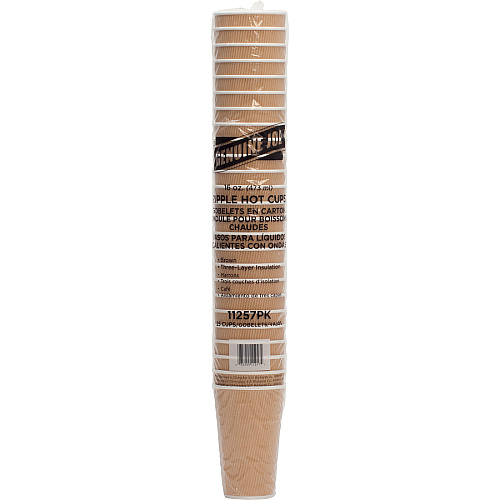 Genuine Joe 16 oz Rippled Hot Cups 16 fl oz - Brown - Beverage, Hot Drink - 25 / Pack (GJO11257)