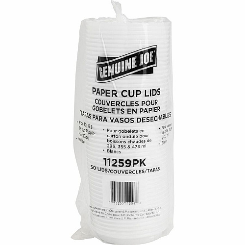 Genuine Joe Hot Cup Protective Lids Polystyrene - White - 50 / Pack (GJO11259)