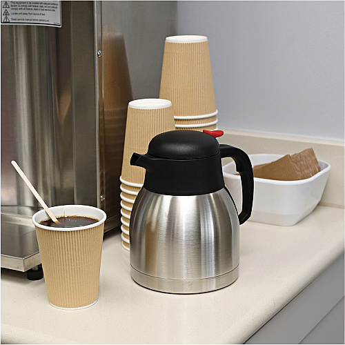 Genuine Joe 12 oz Rippled Hot Cups 12 fl oz - Brown - Beverage, Hot Drink - 25 / Pack (GJO11260)