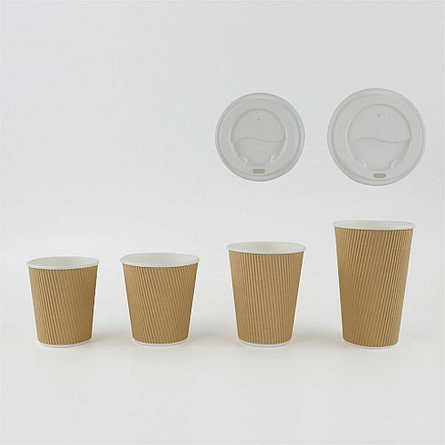 Genuine Joe 16 oz Rippled Hot Cups 16 fl oz - Brown - Hot Drink, Beverage - 25/Pack - 20 / Carton (GJO11257CT)