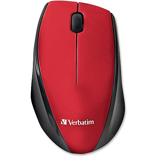 Verbatim Wireless Notebook Multi-Trac Blue LED Mouse - Red Blue Optical - Wireless - Radio Frequency - 2.40 GHz - Red - USB 2.0 - Scroll Wheel - 3 Button(s) - 1 Each (97995)