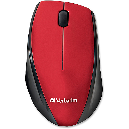 Verbatim Wireless Notebook Multi-Trac Blue LED Mouse - Red Blue Optical - Wireless - Radio Frequency - 2.40 GHz - Red - USB 2.0 - Scroll Wheel - 3 Button(s) - 1 Each (97995)